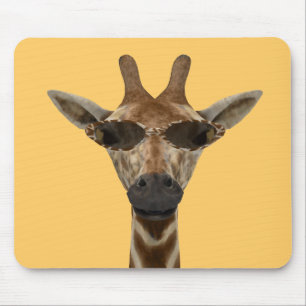 Funny Giraffe Incognito With Trendy Sunglasses Mouse Pad