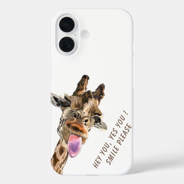 Funny Giraffe iPhone Case - Custom Text (Back)