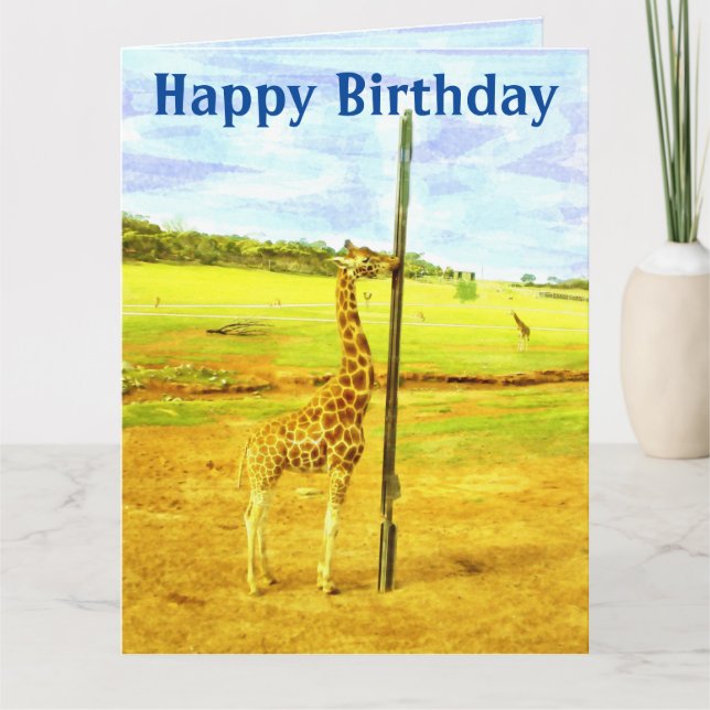 Funny Giraffe Jumbo Watercolour Birthday Card, Card (Front)