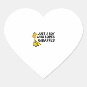 Funny Giraffe Just a Boy Who Loves Giraffes  Heart Sticker