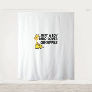Funny Giraffe Just a Boy Who Loves Giraffes Tapestry