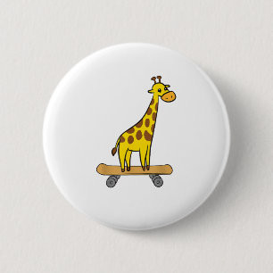 Funny Giraffe Lover Giraffe Skateboard 6 Cm Round Badge