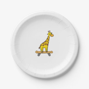 Funny Giraffe Lover Giraffe Skateboard Paper Plate