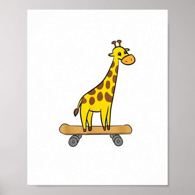 Funny Giraffe Lover Giraffe Skateboard  Poster (Front)