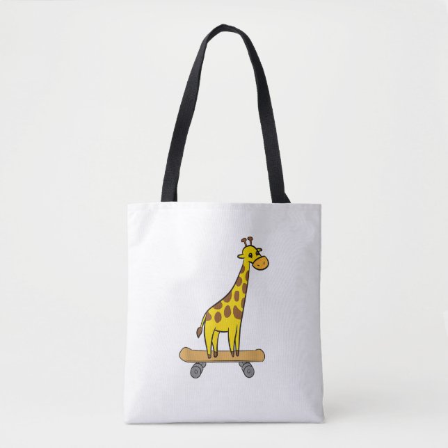 Funny Giraffe Lover Giraffe Skateboard  Tote Bag (Front)