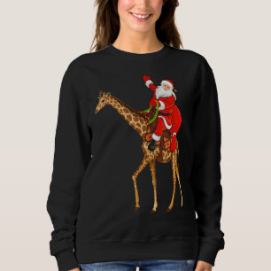 Funny Giraffe Lover Santa Riding Giraffe Christmas Sweatshirt