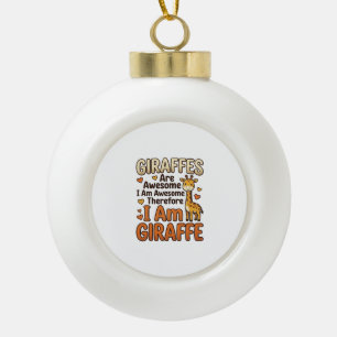 Funny Giraffe Lover Vintage Engraving Shirt Design Ceramic Ball Christmas Ornament