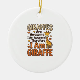 Funny Giraffe Lover Vintage Engraving Shirt Design Ceramic Ornament