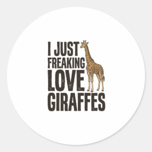Funny Giraffe Lover Vintage Engraving Shirt Design Classic Round Sticker