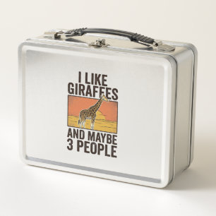 Funny Giraffe Lover Vintage Engraving Shirt Design Metal Lunch Box