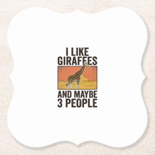 Funny Giraffe Lover Vintage Engraving Shirt Design Paper Coaster