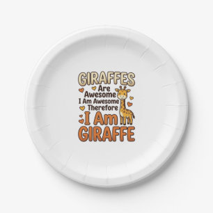 Funny Giraffe Lover Vintage Engraving Shirt Design Paper Plate