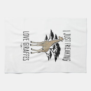 Funny Giraffe Lover Vintage Engraving Shirt Design Tea Towel