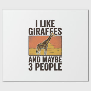 Funny Giraffe Lover Vintage Engraving Shirt Design Wrapping Paper
