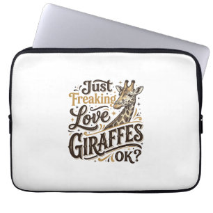 Funny Giraffe Lover Vintage Typography Shirt Desig Laptop Sleeve