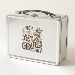 Funny Giraffe Lover Vintage Typography Shirt Desig Metal Lunch Box
