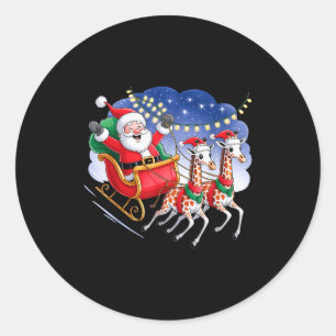 Funny Giraffe Lover Xmas Giraffe Santa Christmas S Classic Round Sticker
