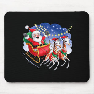 Funny Giraffe Lover Xmas Giraffe Santa Christmas S Mouse Pad