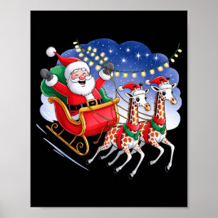 Funny Giraffe Lover Xmas Giraffe Santa Christmas S Poster