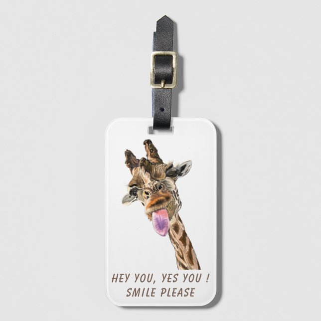 Funny Giraffe Luggage Tag - Custom Text (Front Vertical)
