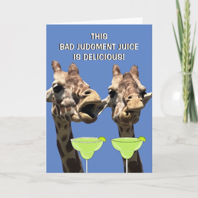 Funny Giraffe Margarita Birthday Card (Front)