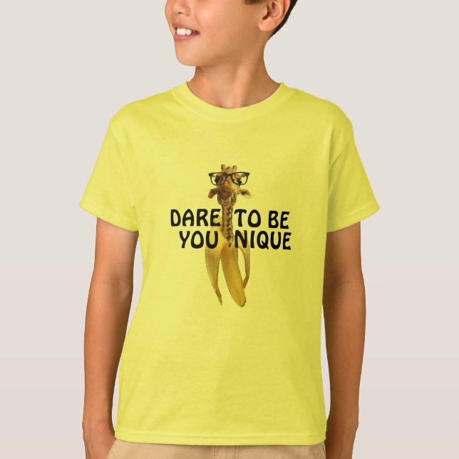 Funny Giraffe Meme Go Bananas Be Unique T-Shirt (Front)