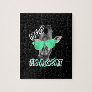 Funny Giraffe Moo Im A Goat Cute Zoo Animal Gift Jigsaw Puzzle