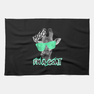 Funny Giraffe Moo Im A Goat Cute Zoo Animal Gift Tea Towel