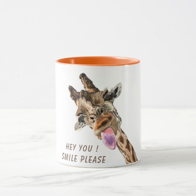 Funny Giraffe Mug SMile - Custom Text (Center)