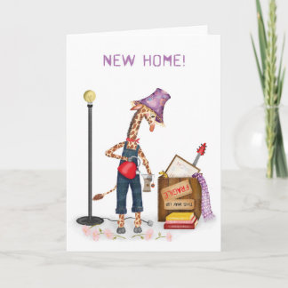 Funny giraffe new home card