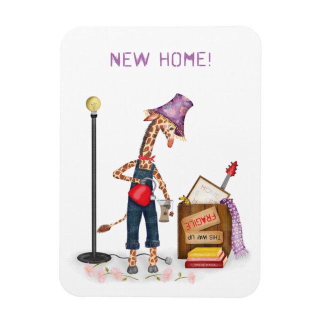 Funny giraffe new home magnet (Vertical)