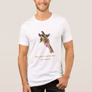 Funny Giraffe Playful Tongue Out with Text Tri-Blend Shirt