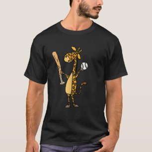 Funny Giraffe Playing Baseball T-Shirt