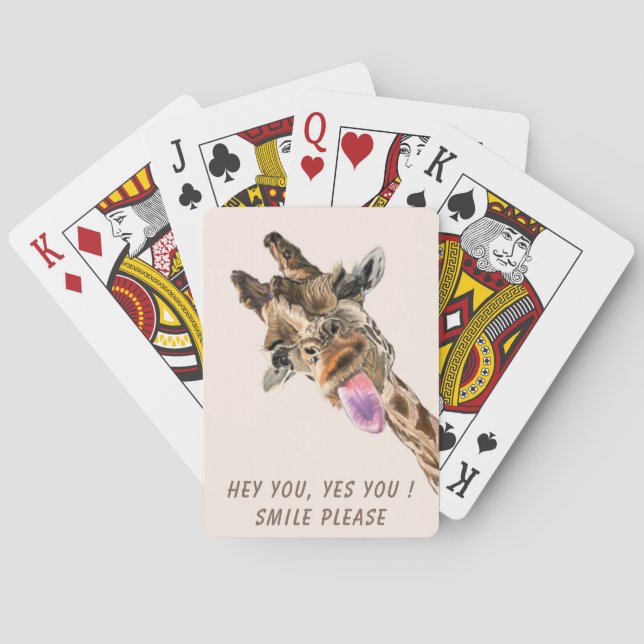 Funny Giraffe Playing Cards - Custom Text (Back)