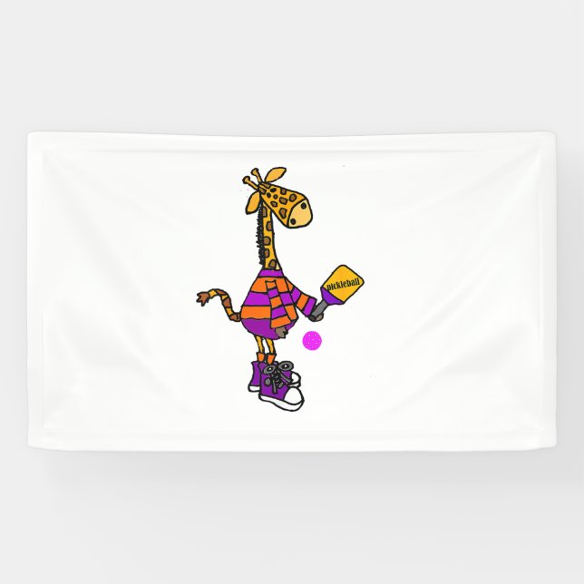 Funny Giraffe Playing Pickleball  Banner (Horizontal)