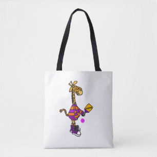 Funny Giraffe Playing Pickleball Tote Bag