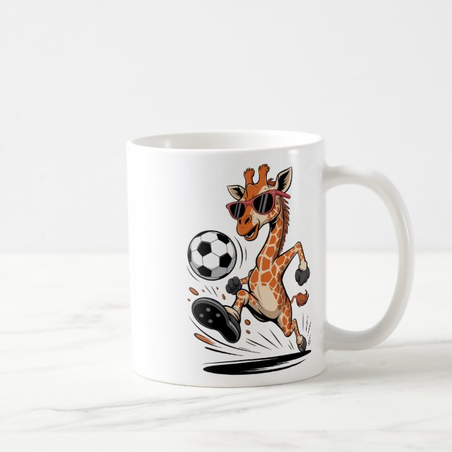 Funny Giraffe Playing Soccer Ll Artwork Cool Anima Coffee Mug (Right)