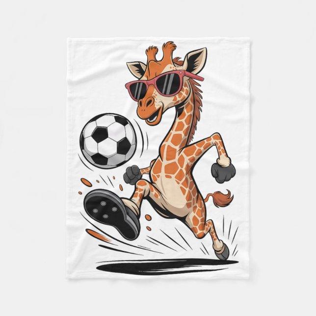 Funny Giraffe Playing Soccer Ll Artwork Cool Anima Fleece Blanket (Front)