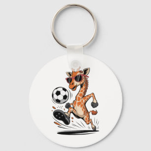 Funny Giraffe Playing Soccer Ll Artwork Cool Anima Key Ring