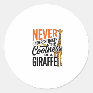 Funny Giraffe Quote Vintage Vector T-Shirt Design_ Classic Round Sticker