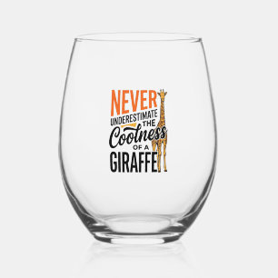 Funny Giraffe Quote Vintage Vector T-Shirt Design_ Stemless Wine Glass