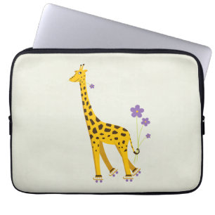 Funny Giraffe Roller Skating 15in Laptop Sleeve