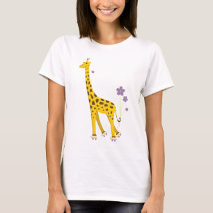 Funny Giraffe Roller Skating T-Shirt