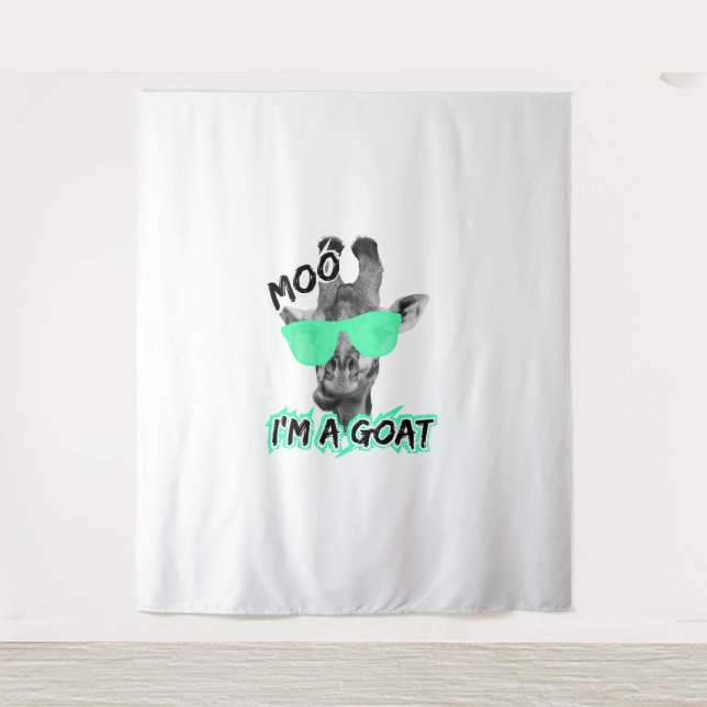 Funny Giraffe Shirt Moo I'm A Goat Cute Zoo Animal Tapestry (Front)