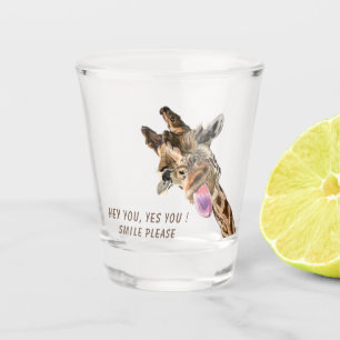 Funny Giraffe Shot Glass Smile - Custom Text