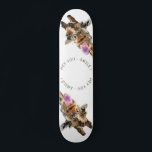 Funny Giraffe Skateboard Smile - Custom Text<br><div class="desc">Funny Skateboards with Playful Giraffe Tongue Out and Wink Cartoon Drawing Smile Text Skateboard - Customizable - or Choose / Add Your Unique Text / Fonts / Color - Make Your Special Gift - Resize and move or remove and add elements / image with Customization tool ! Drawing and Design...</div>