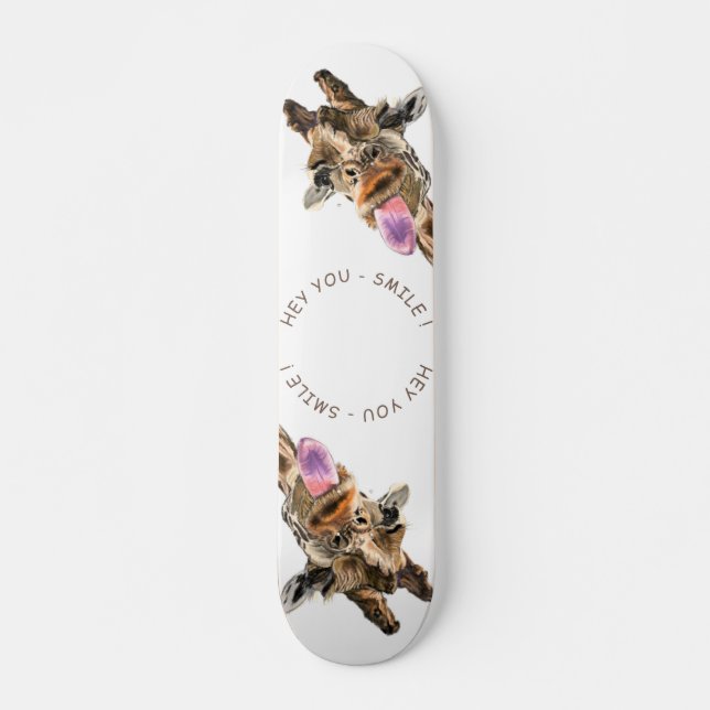 Funny Giraffe Skateboard Smile - Custom Text  (Front)