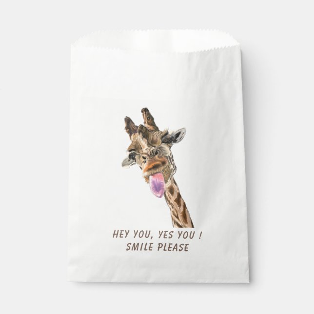 Funny Giraffe Smile Favour Bag - Custom Text (Front)