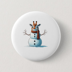 Funny Giraffe Snowman Scarf Christmas Womens Mens 6 Cm Round Badge