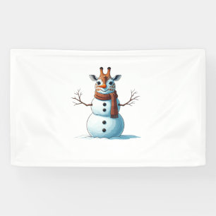 Funny Giraffe Snowman Scarf Christmas Womens Mens Banner